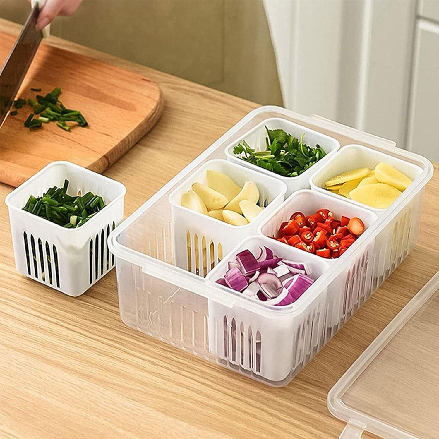 Fridge Storage Boxes Freezer Storage Containers, Container for Kitchen Storage Set, Storage in Kitchen, Vegetable Storage, Draining Crisper Refrigerator Food Box (1 Pc) Fridge Storage Boxes Freezer Storage Containers, Container for Kitchen Storage Set, Storage in Kitchen, Vegetable Storage, Draining Crisper Refrigerator Food Box (1 Pc)